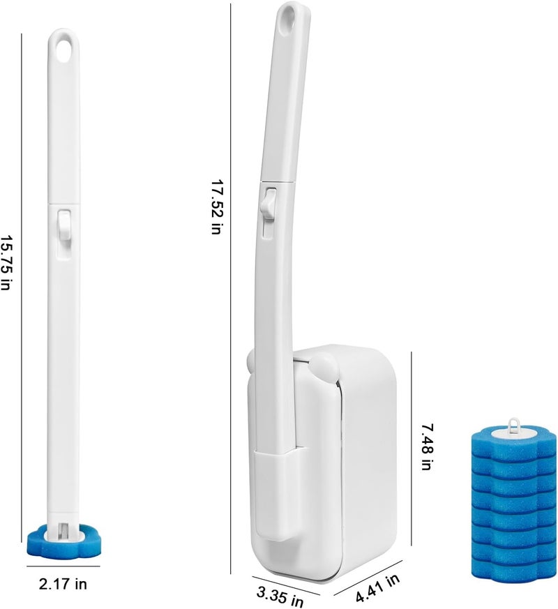 clowand Disposable Toilet Brush Toilet Bowl Cleaner,Toilet Cleaning Supplies,Toilet Bowl Brush,Toilet Cleaner Brush,Toilet Brush with Holder,48 Refills for Cleaning and Hygienic (White) - Image 2